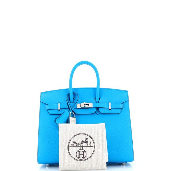 Hermes Birkin Sellier Bag Bleu Frida Epsom with Palladium Hardware 25 Blue - Picture 2 of 8